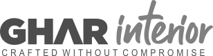 Ghar Interior logo with the tagline Crafted Without Compromise
